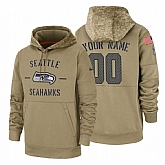 Seattle Seahawks Customized Nike Tan Salute To Service Name & Number Sideline Therma Pullover Hoodie,baseball caps,new era cap wholesale,wholesale hats